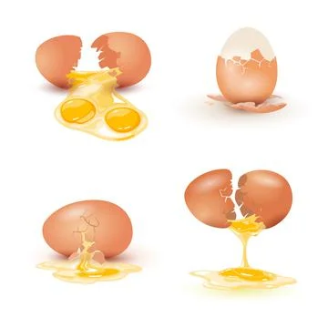 Cartoon chicken eggs set Stock Illustration