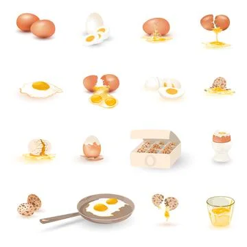 Cartoon chicken eggs set Stock Illustration