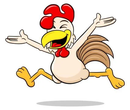 Cartoon chicken leaping for joy Stock Illustration