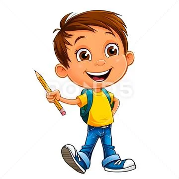 Cartoon child with a bag walking to school PSD Template