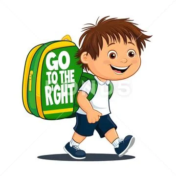 Cartoon child with a bag walking to school PSD Template