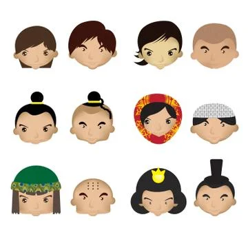 Cartoon children face Stock Illustration