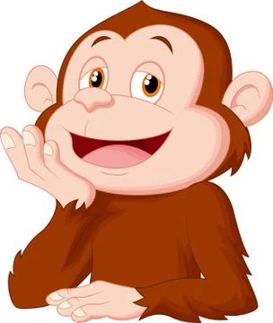 Cartoon chimpanzee thinking Stock Illustration