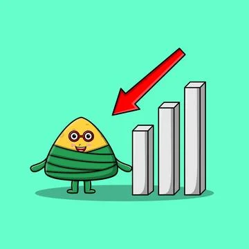 Cartoon chinese rice dumpling with down graphic Illustrazione stock