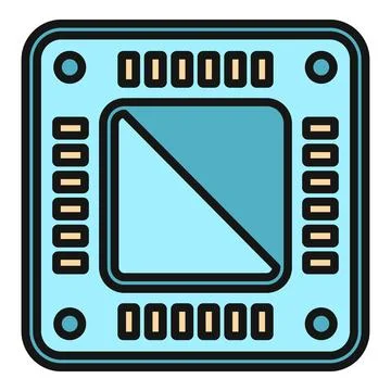 Cartoon chip illustrating processor core technology computing Stock Illustration