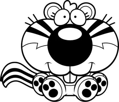 Cartoon Chipmunk Sitting Stock Illustration