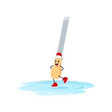 Cartoon chisel repair tool skating on ice rink Illustrazione stock