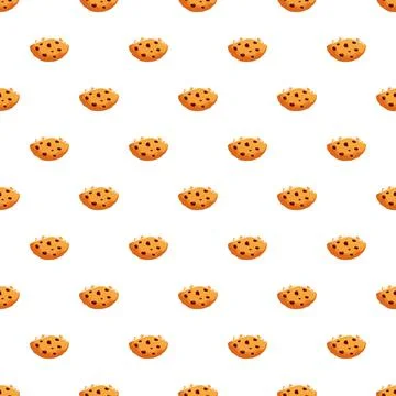 Cartoon chocolate chip cookie pattern seamless background graphics イラスト素材