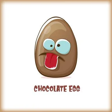 Cartoon chocolate easter egg cartoon characters isolated on white background. My 스톡 일러스트