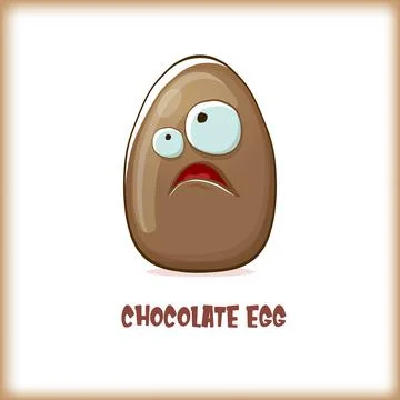 Cartoon chocolate easter egg cartoon characters isolated on white background. My 스톡 일러스트