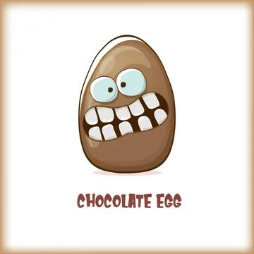 Cartoon chocolate easter egg cartoon characters isolated on white background. My 스톡 일러스트