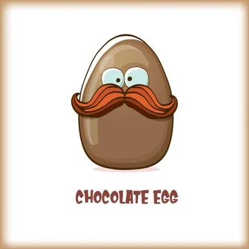 Cartoon chocolate easter egg cartoon characters isolated on white background. My Stock Illustration