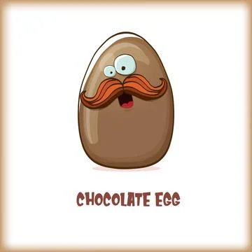 Cartoon chocolate easter egg cartoon characters isolated on white background. My Stock Illustration