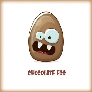 Cartoon chocolate easter egg cartoon characters isolated on white background. My 스톡 일러스트