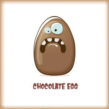 Cartoon chocolate easter egg cartoon characters isolated on white background. My Stock Illustration