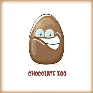 Cartoon chocolate easter egg cartoon characters isolated on white background. My Stock Illustration