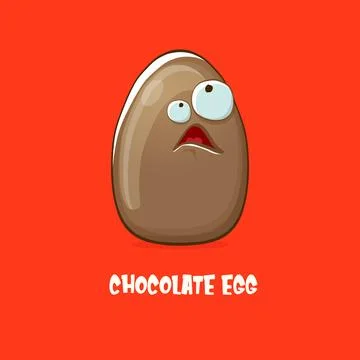 Cartoon chocolate easter egg cartoon characters isolated on red background. My Illustrazione stock