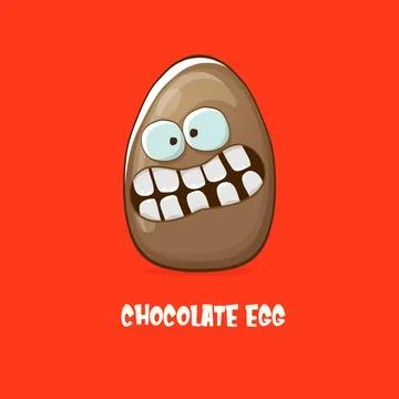 Cartoon chocolate easter egg cartoon characters isolated on red background. My Illustrazione stock