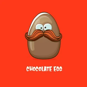 Cartoon chocolate easter egg cartoon characters isolated on red background. My Illustrazione stock