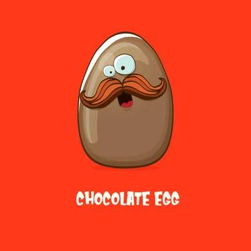 Cartoon chocolate easter egg cartoon characters isolated on red background. My Illustrazione stock