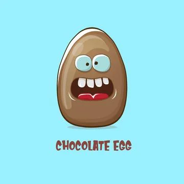 Cartoon chocolate easter egg cartoon characters isolated on blue background. My Stock Illustration