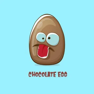 Cartoon chocolate easter egg cartoon characters isolated on blue background. My Stock Illustration