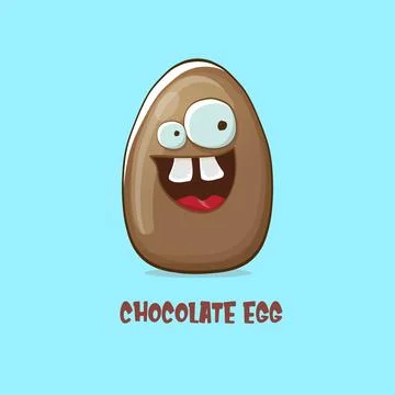 Cartoon chocolate easter egg cartoon characters isolated on blue background. My 스톡 일러스트