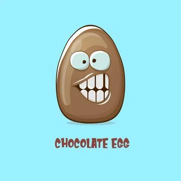 Cartoon chocolate easter egg cartoon characters isolated on blue background. My Stock Illustration