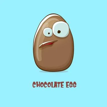 Cartoon chocolate easter egg cartoon characters isolated on blue background. My イラスト素材