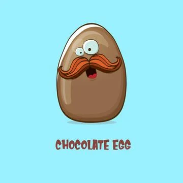 Cartoon chocolate easter egg cartoon characters isolated on blue background. My 스톡 일러스트