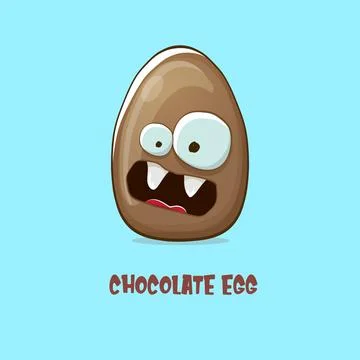 Cartoon chocolate easter egg cartoon characters isolated on blue background. My Stock Illustration