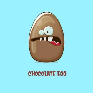 Cartoon chocolate easter egg cartoon characters isolated on blue background. My Stock Illustration