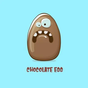 Cartoon chocolate easter egg cartoon characters isolated on blue background. My Stock Illustration