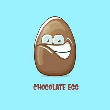 Cartoon chocolate easter egg cartoon characters isolated on blue background. My Stock Illustration