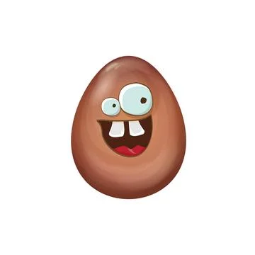Cartoon chocolate easter egg character isolated on white background. Smiling Egg 스톡 일러스트