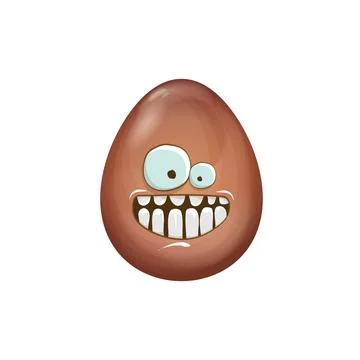 Cartoon chocolate easter egg character isolated on white background. Smiling Egg Stock Illustration
