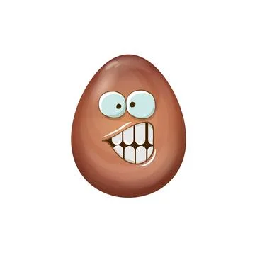 Cartoon chocolate easter egg character isolated on white background. Smiling Egg イラスト素材
