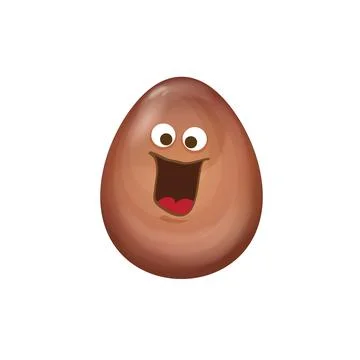 Cartoon chocolate easter egg character isolated on white background. Smiling Egg イラスト素材