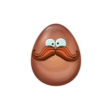 Cartoon chocolate easter egg character isolated on white background. Smiling Egg Stock Illustration