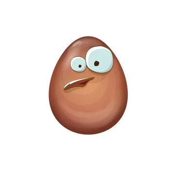 Cartoon chocolate easter egg character isolated on white background. Smiling Egg 스톡 일러스트