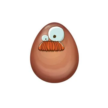 Cartoon chocolate easter egg character isolated on white background. Smiling Egg 스톡 일러스트