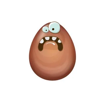 Cartoon chocolate easter egg character isolated on white background. Smiling Egg Stock Illustration