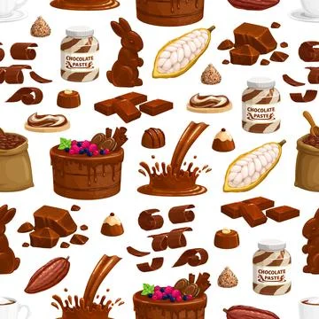 Cartoon chocolate sweets vector seamless pattern Stock Illustration