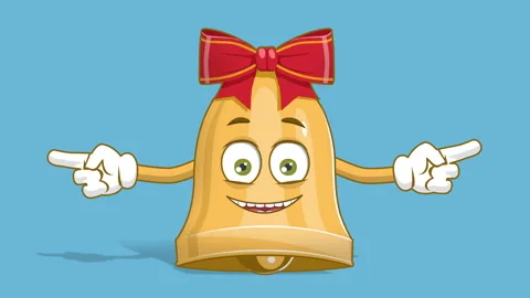 Cartoon Christmas Bell Double Pointer with Face Animation Alpha Matte Video stock 100225758