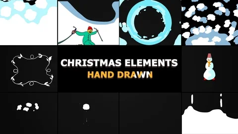 Cartoon Christmas Elements And Transitions Stock After Effects