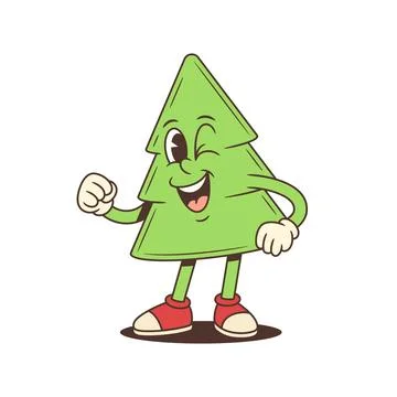 A cartoon Christmas tree character vector illustration. The winking tree wear Illustrazione stock