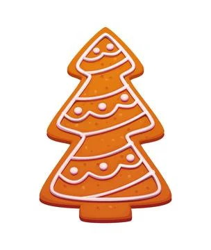 Cartoon Christmas tree gingerbread cookie Stock Illustration