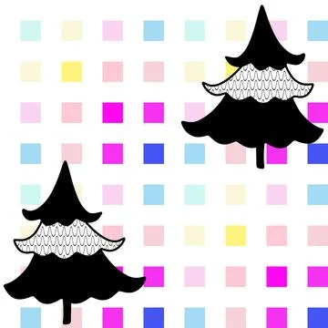 Cartoon Christmas tree seamless pattern for wrapping paper and fabrics イラスト素材