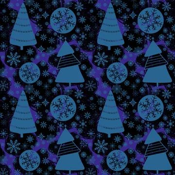 Cartoon Christmas tree seamless pattern for wrapping paper and fabrics 스톡 일러스트
