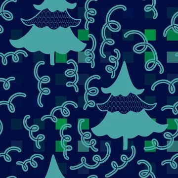 Cartoon Christmas tree seamless pattern for wrapping paper and fabrics Stock Illustration